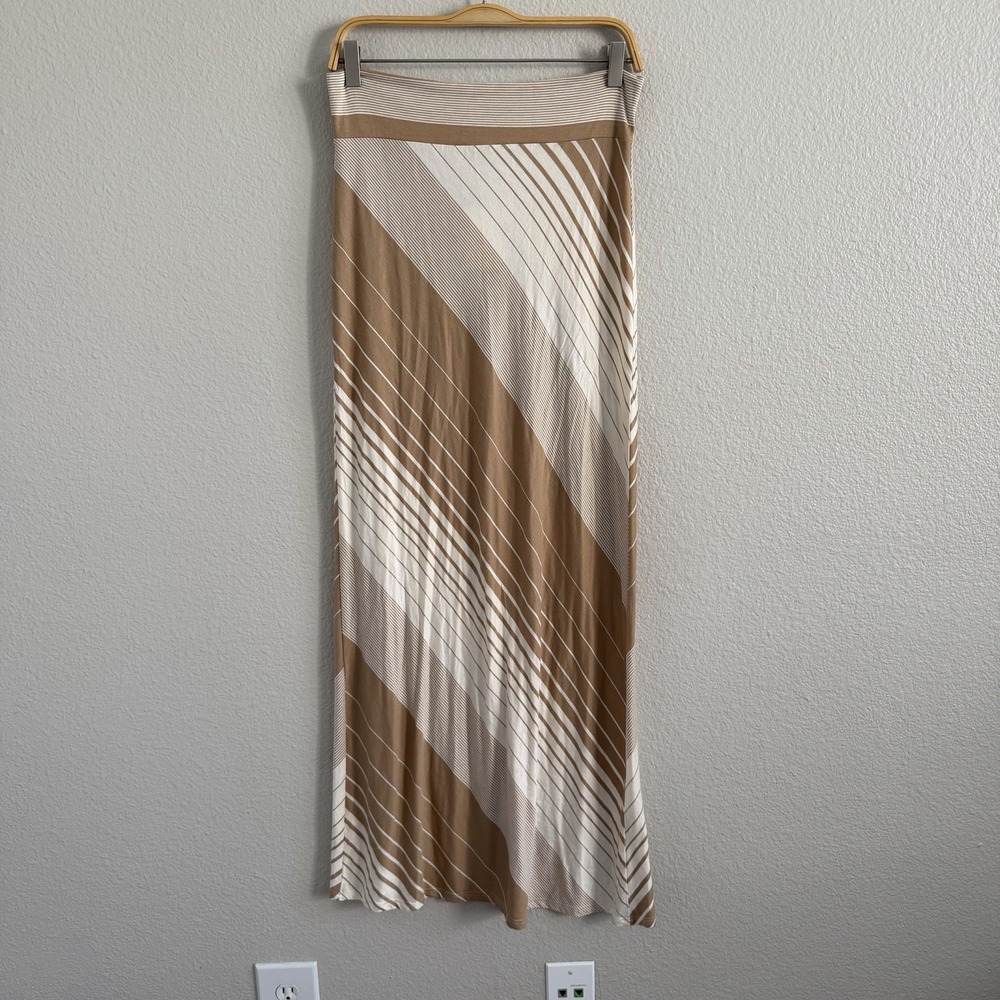 Pleione Women's Medium Maxi Skirt Pull-on Asymmetrical Stripe Boho Stretch NWT